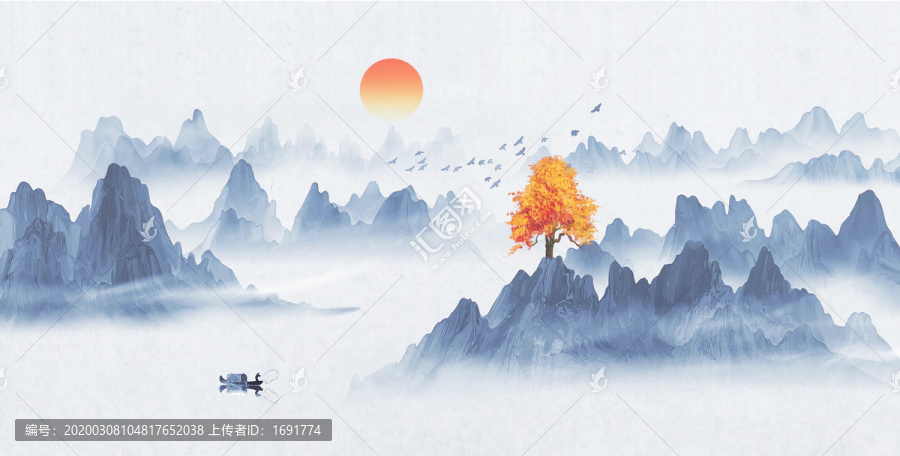 意境水墨山水畫