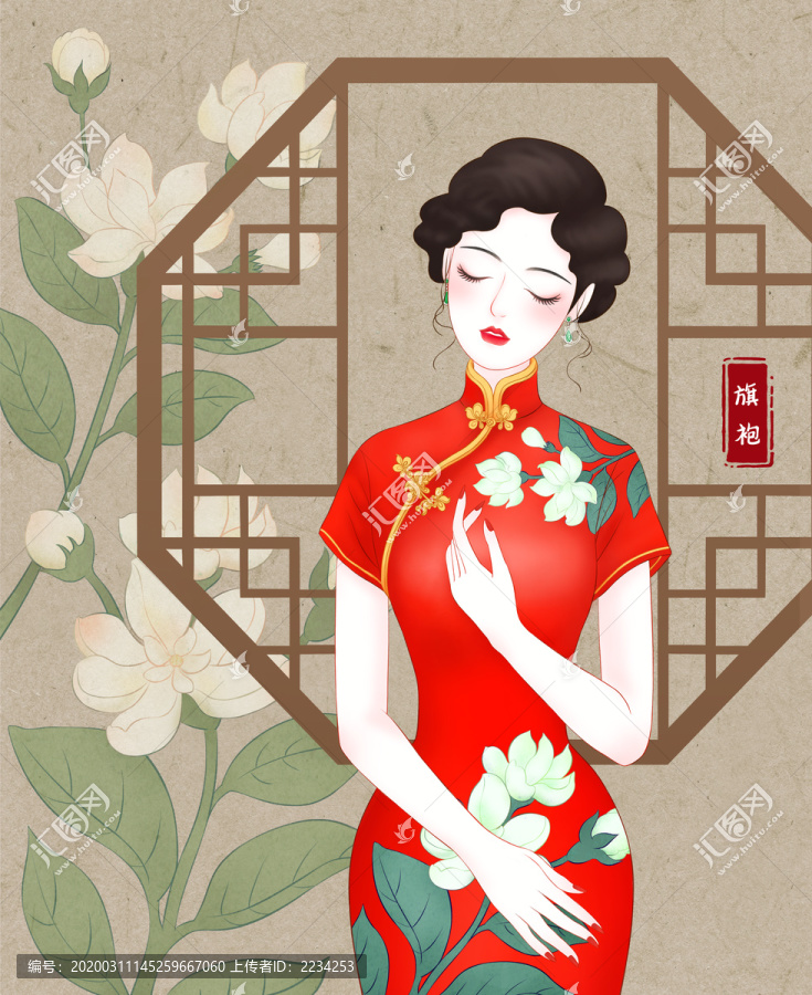 嫵媚旗袍美人