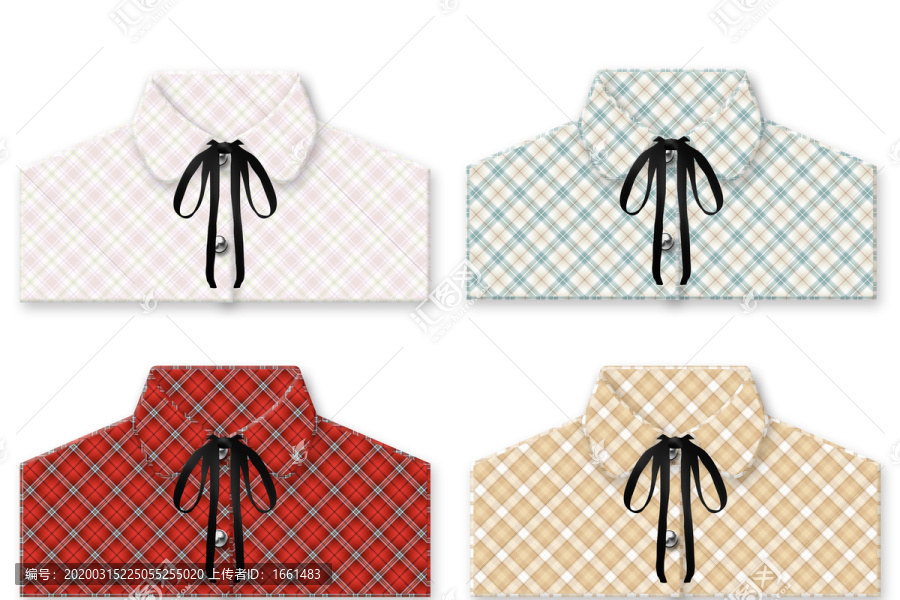 矢量證件照服裝分層素材圓領(lǐng)絲帶
