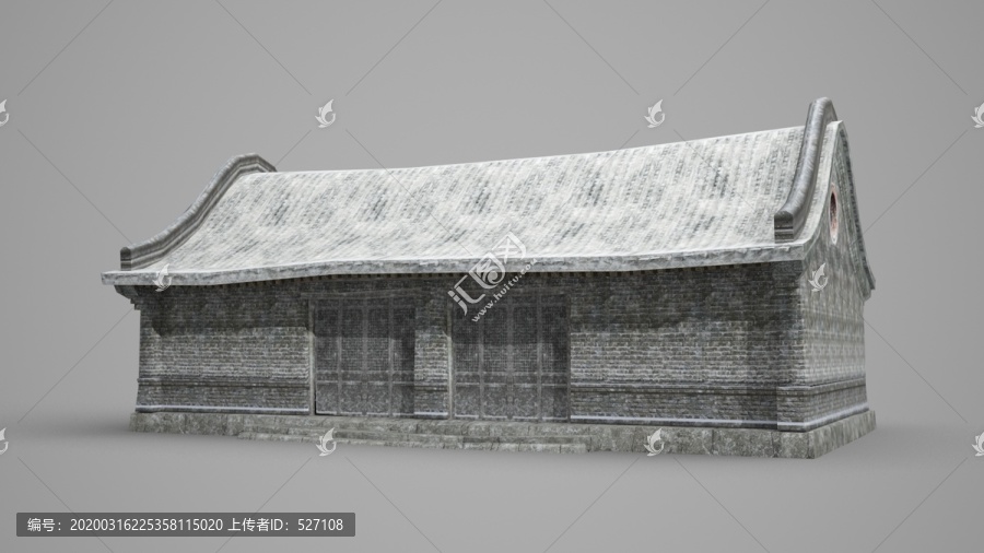 雪景古建筑單體民居
