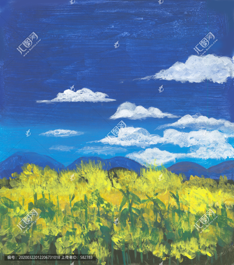 小清新風景油畫