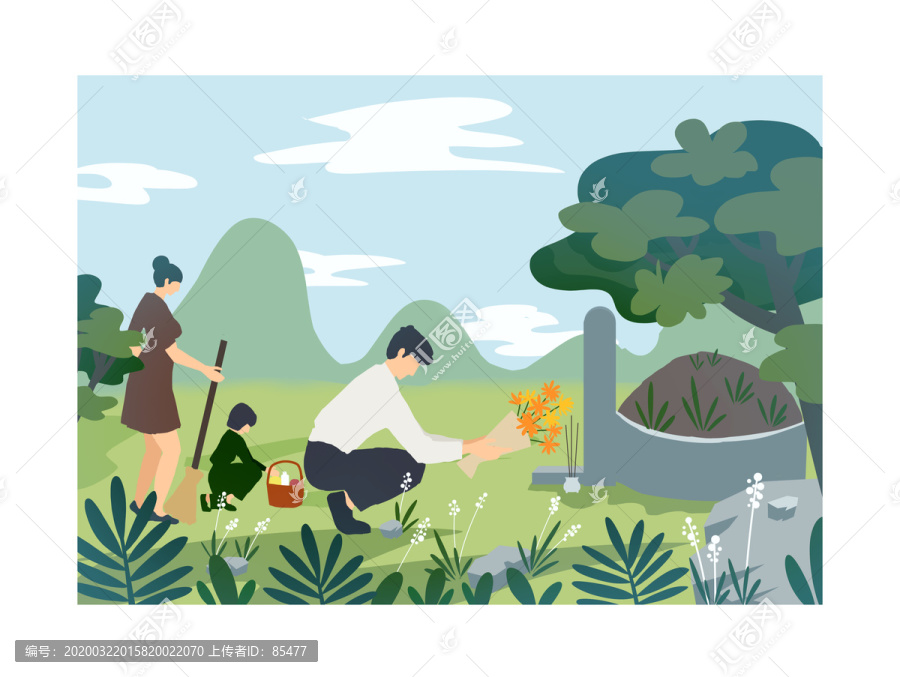 清明節(jié)扁平插畫