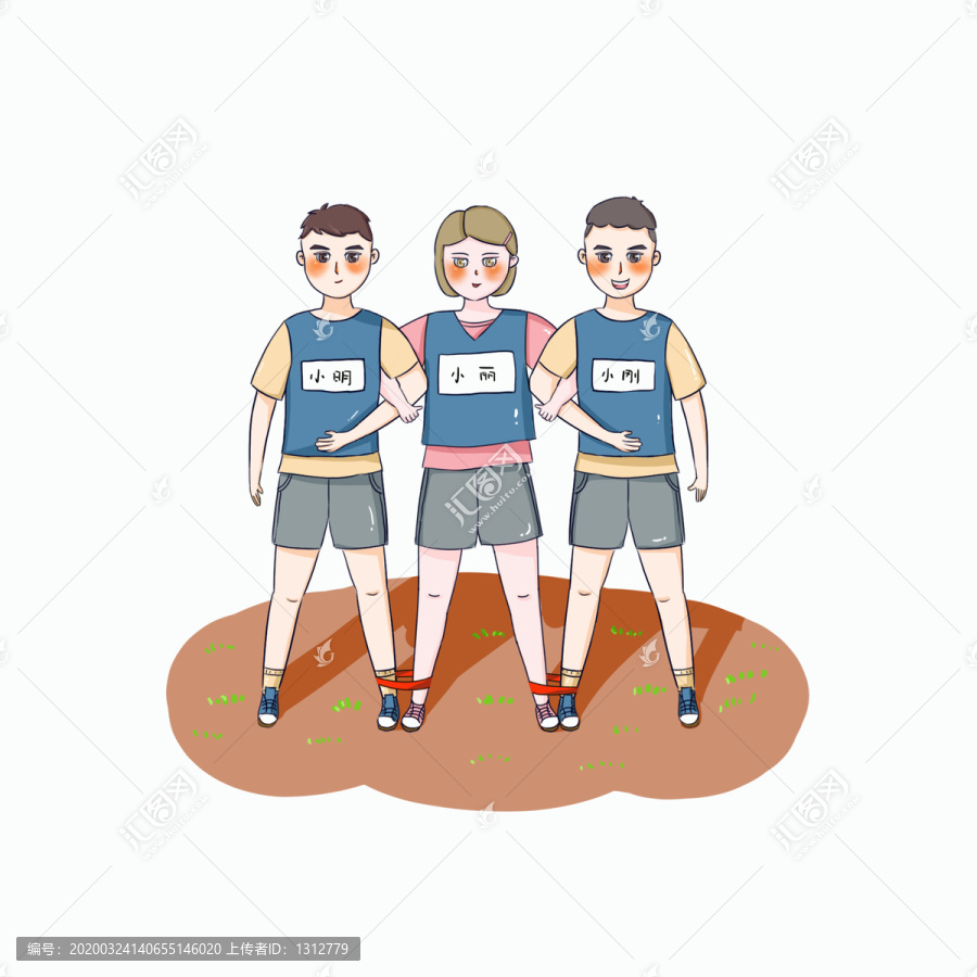 兩人三足運動會卡通人物元素