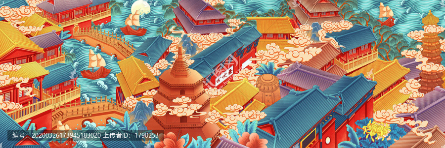 汴梁八景插畫