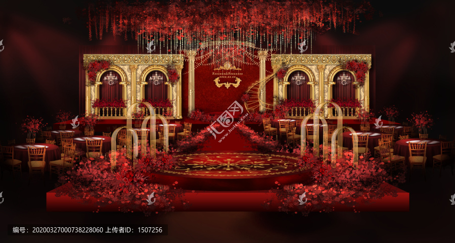 紅金歐式婚禮主舞臺