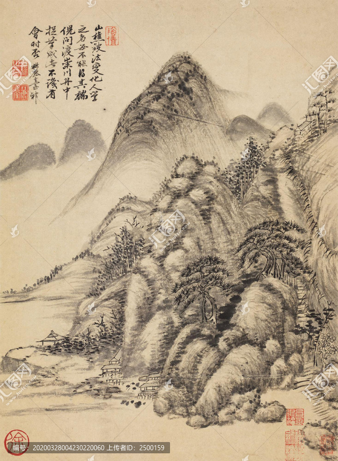 王原祁擬王蒙筆意