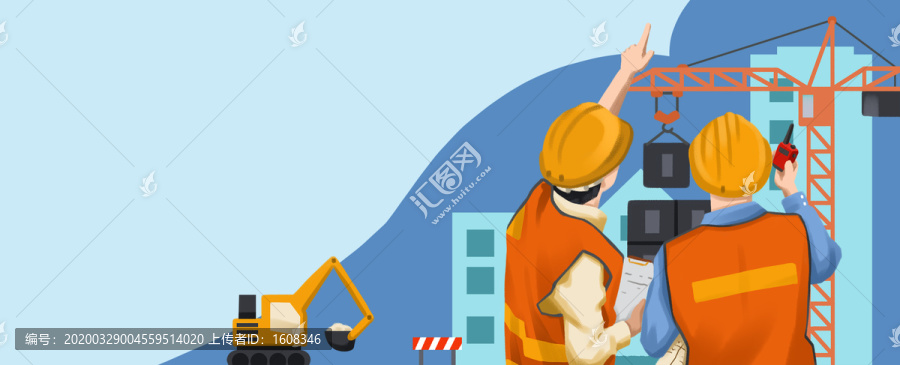 五一勞動(dòng)節(jié)建筑工人工地指揮插畫