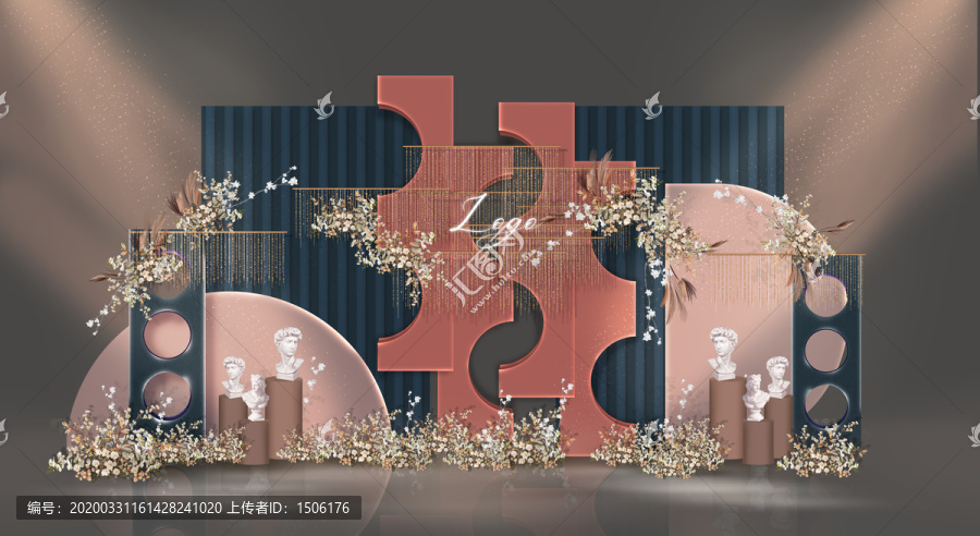 莫蘭迪藍(lán)色婚禮背景