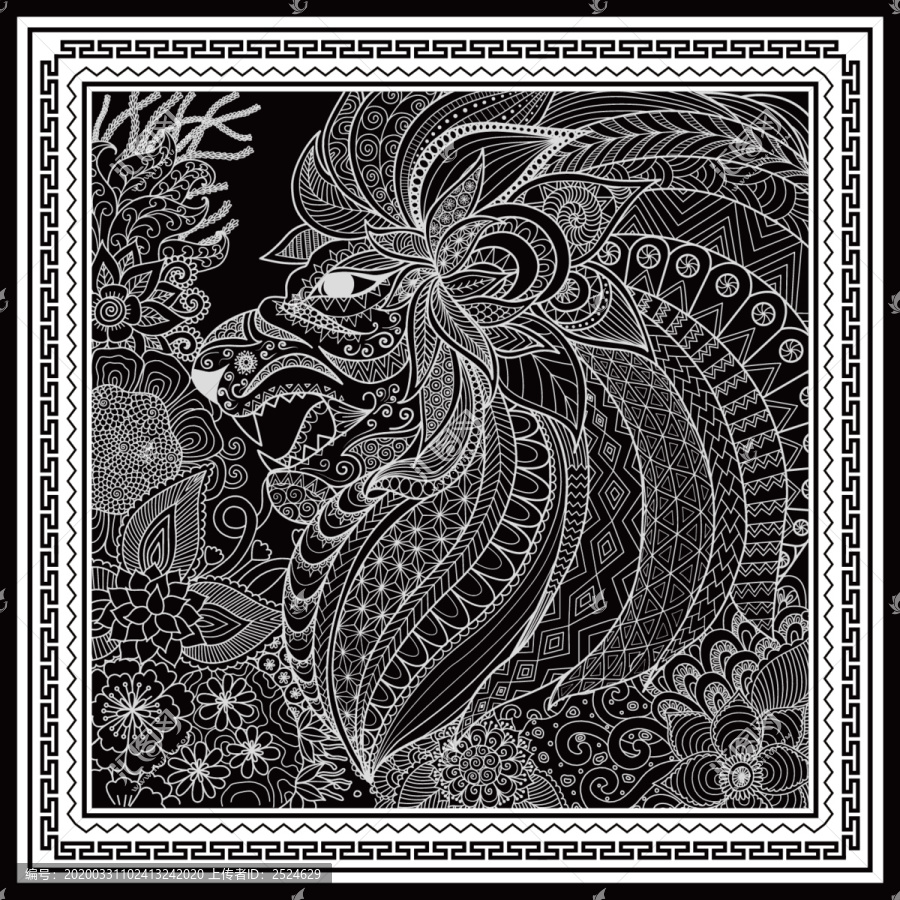 幾何圖案獅子花型設(shè)計