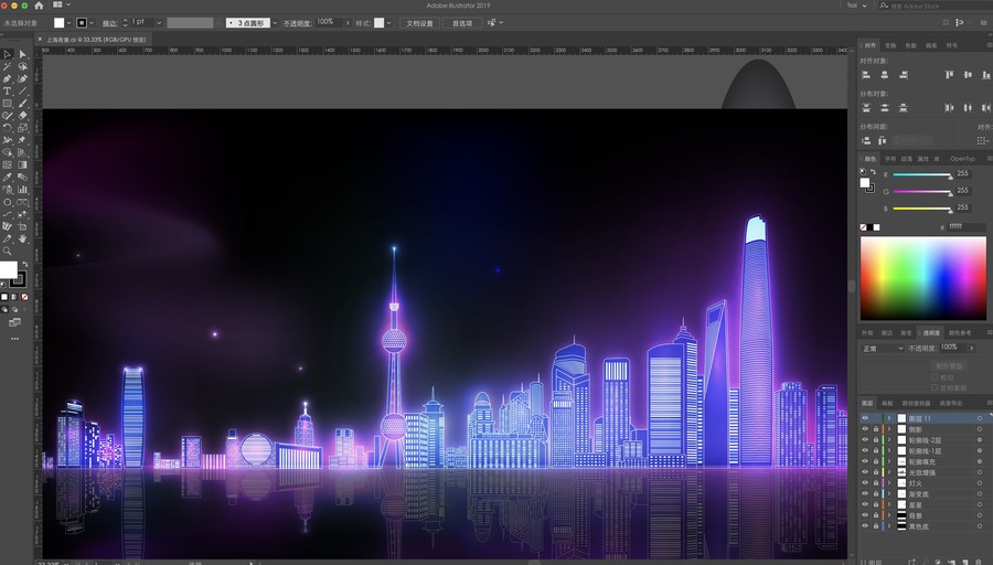 科技感建筑夜景