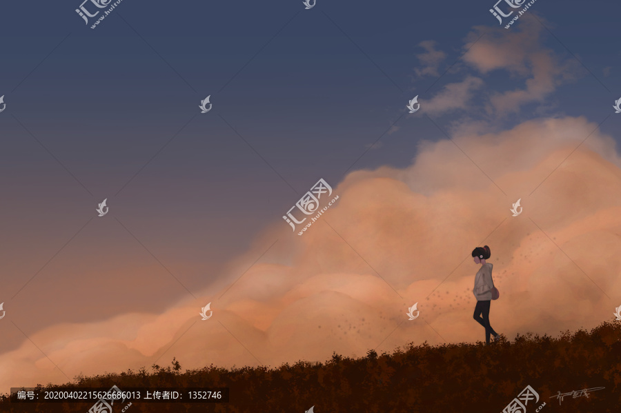 黃昏場景插畫