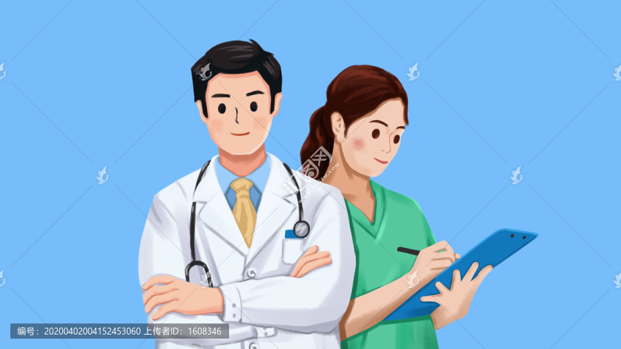 防護(hù)戰(zhàn)疫醫(yī)護(hù)人員插畫