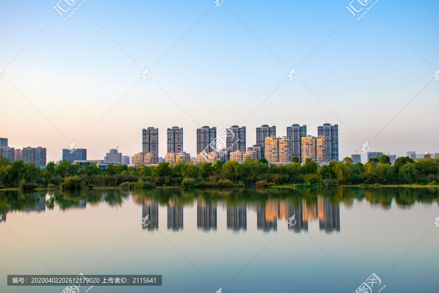 杭州滨江白马湖城市建筑风光