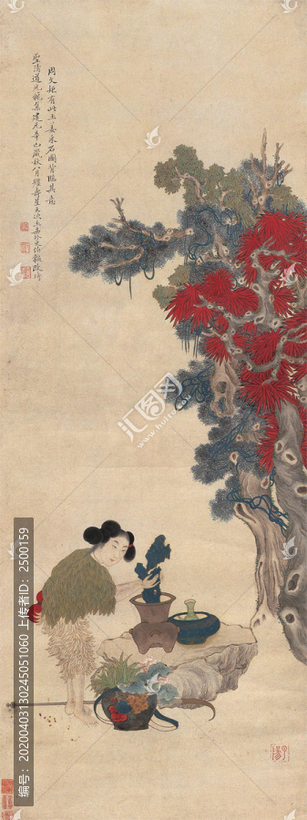 改琦,玉姜采石圖