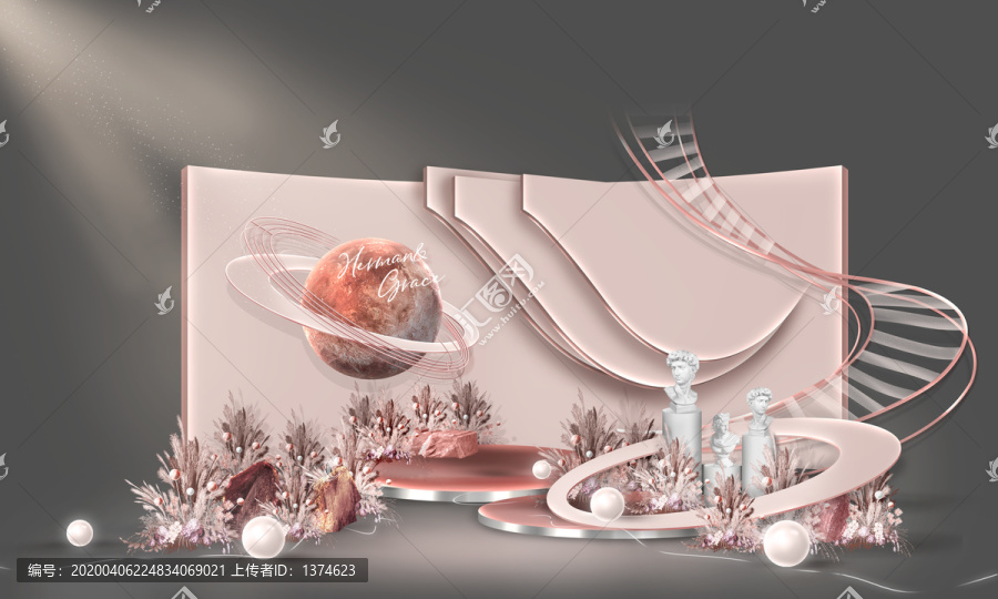 裸粉色星球婚禮背景設(shè)計(jì)