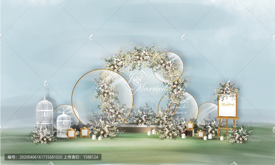 白綠色小清新戶外婚禮留影區(qū)