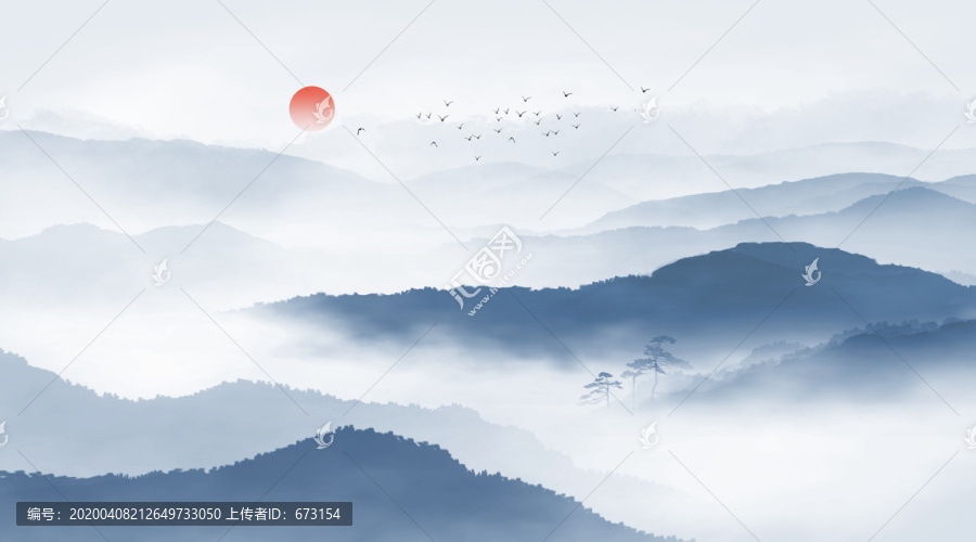 云霧水墨山水