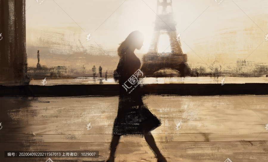 巴黎铁塔下的女人