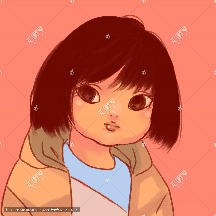 紅色調(diào)卡通情侶頭像女