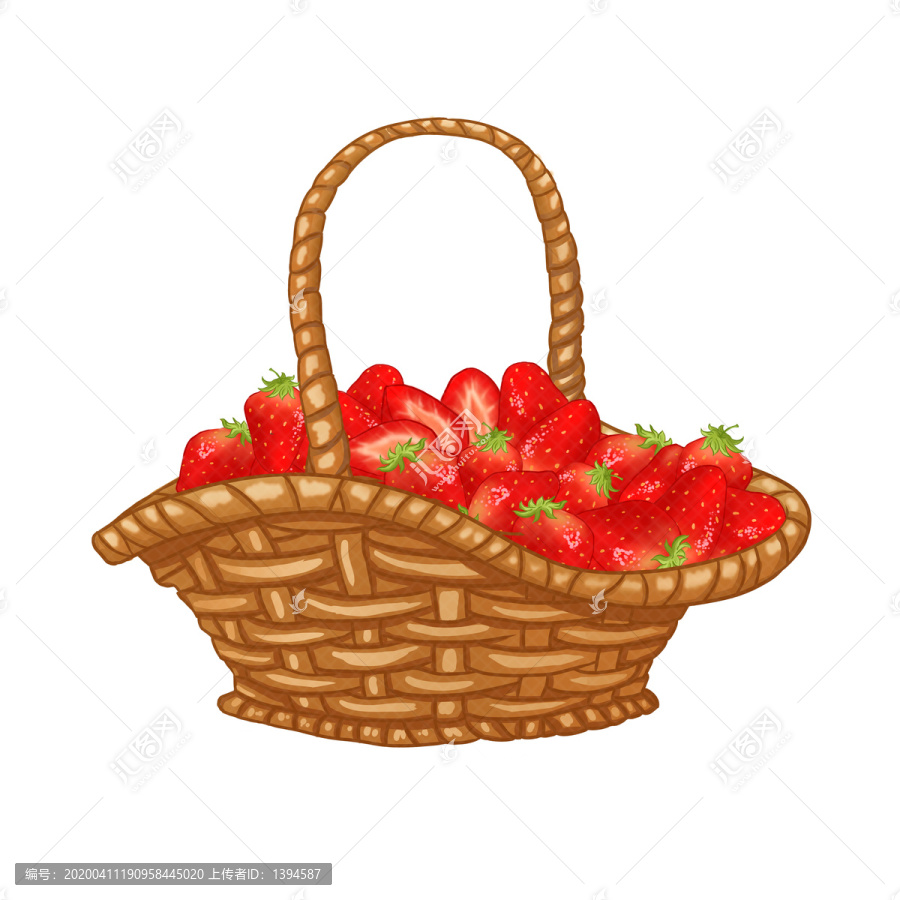 手绘一篮草莓