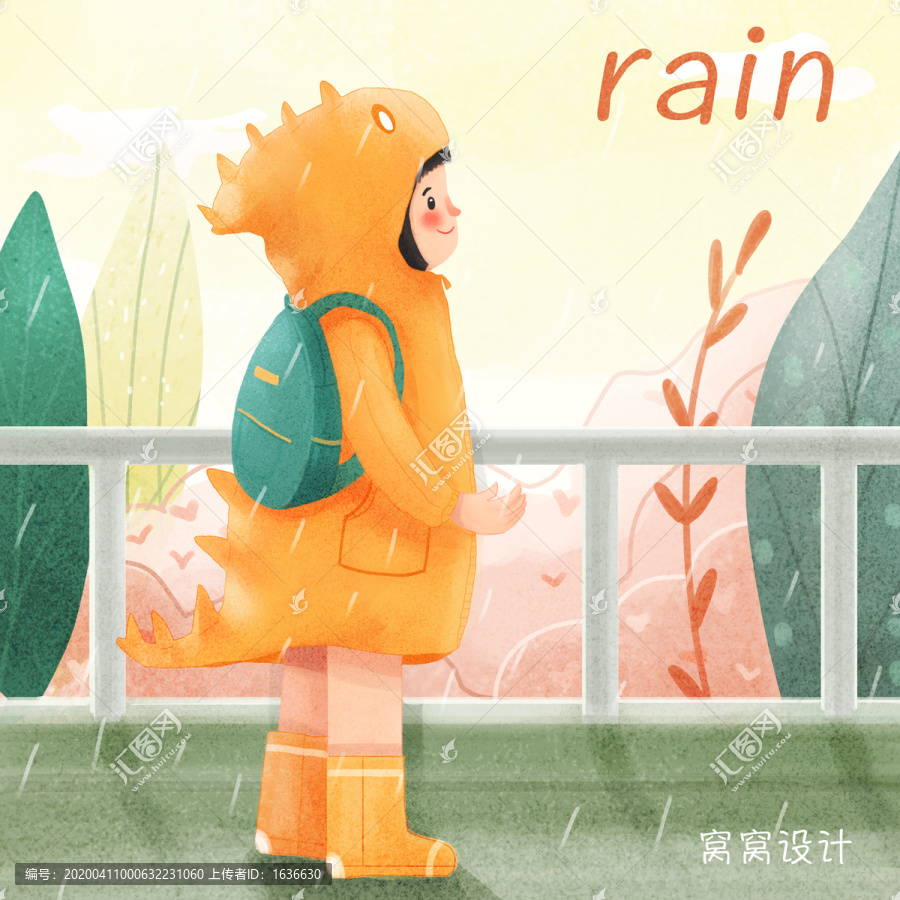 小孩下雨穿雨衣