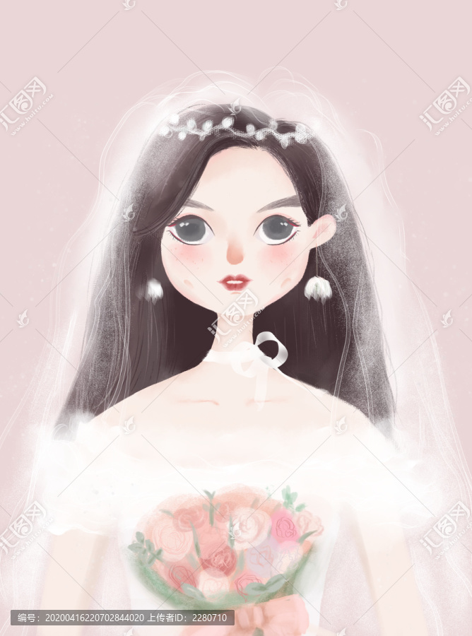 手捧鮮花的新娘