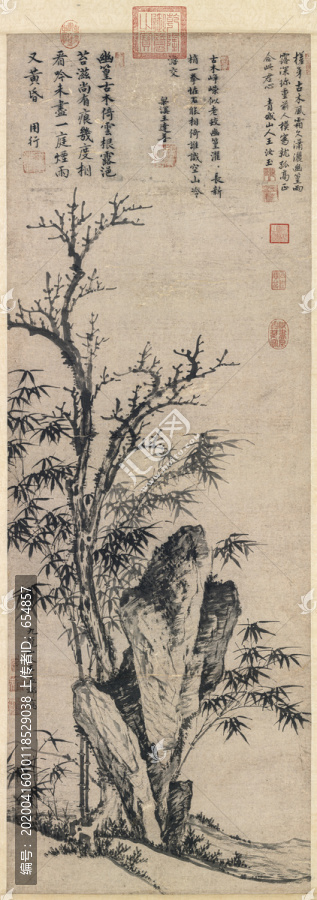 王紱古木竹石圖