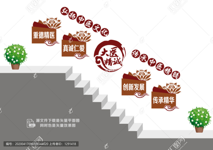 中医文化楼梯墙
