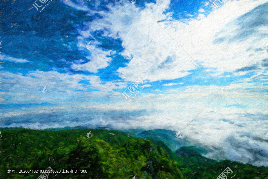 晴空萬里油畫