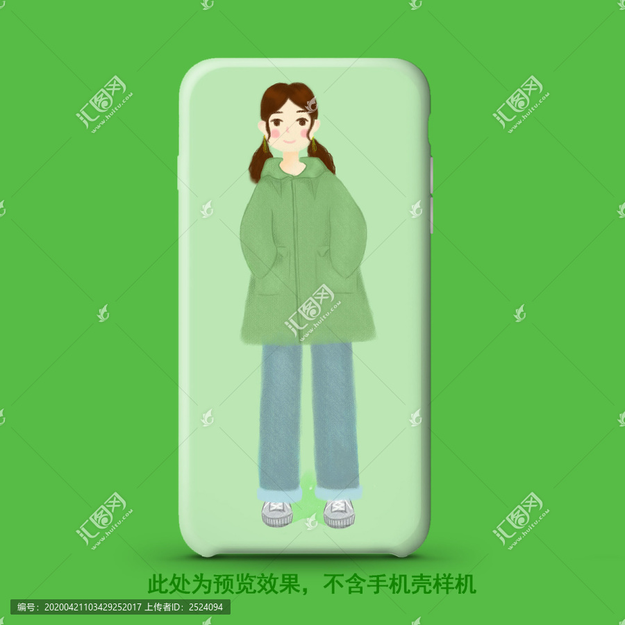 可愛(ài)女孩文藝手機(jī)殼本本套插畫