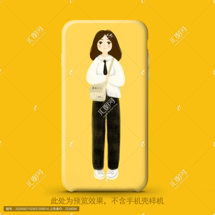 可愛女孩文藝手機殼本本套插畫