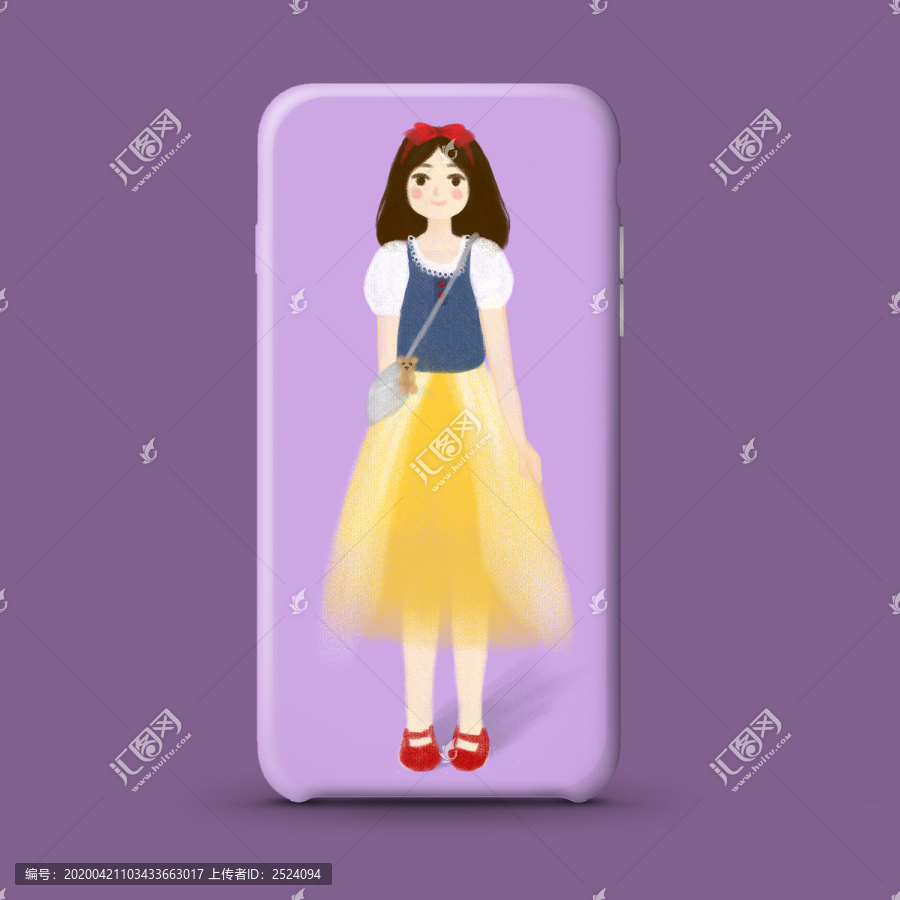 可愛女孩文藝手機殼本本套插畫