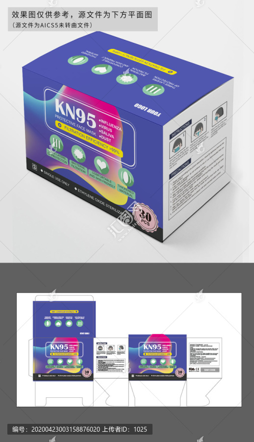 英文KN95口罩包裝