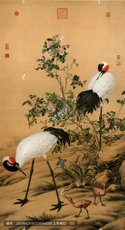 郎世寧花陰雙鶴