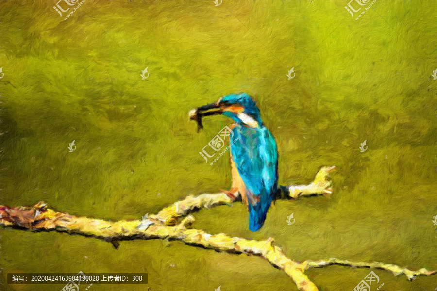 翠鳥油畫