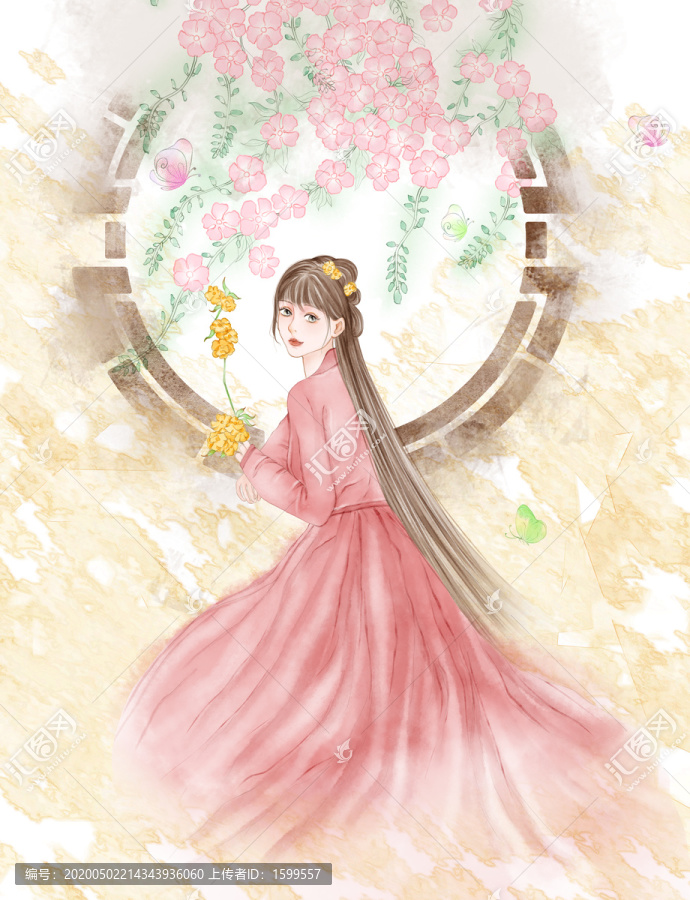 古裝美人倚窗