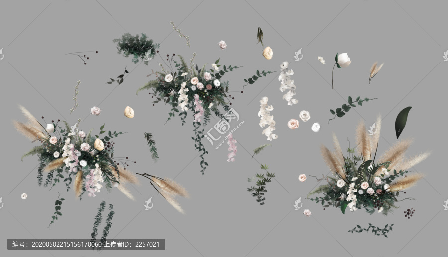 白綠色婚禮花藝素材