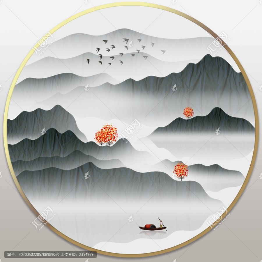 新中式中國風茶室禪意山水裝飾畫