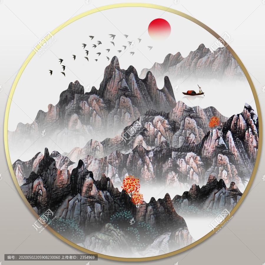 新中式裝飾畫中國風(fēng)茶室禪意山裝