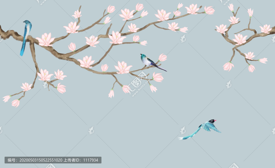 玉蘭花現(xiàn)代簡約背景墻
