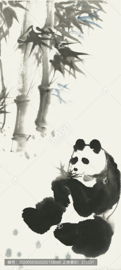 國(guó)畫(huà)竹子大熊貓