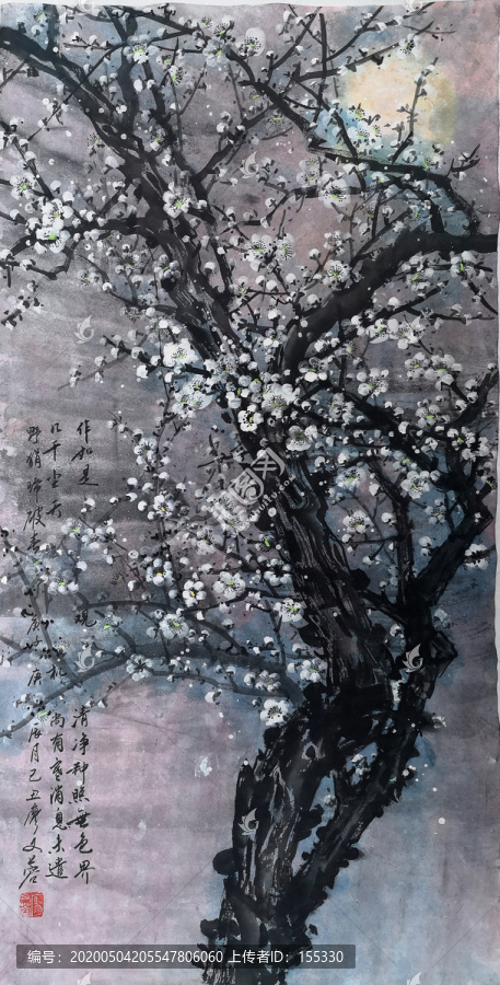 國畫白梅花