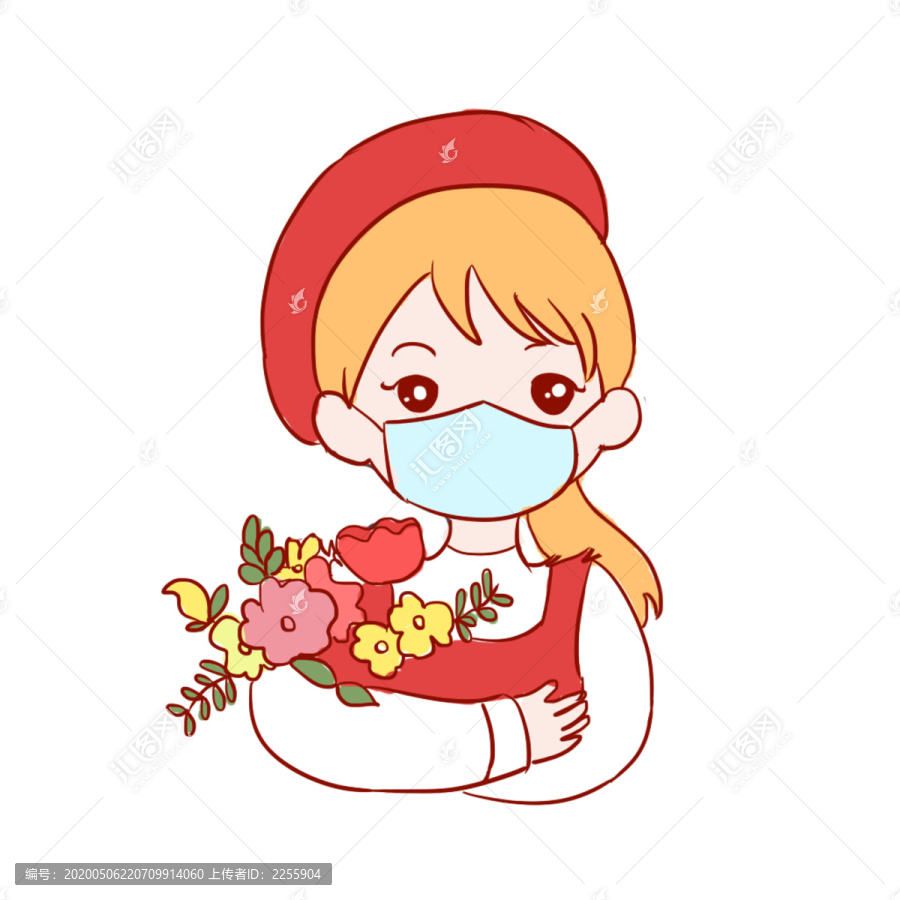 母親節(jié)送花手繪卡通元素
