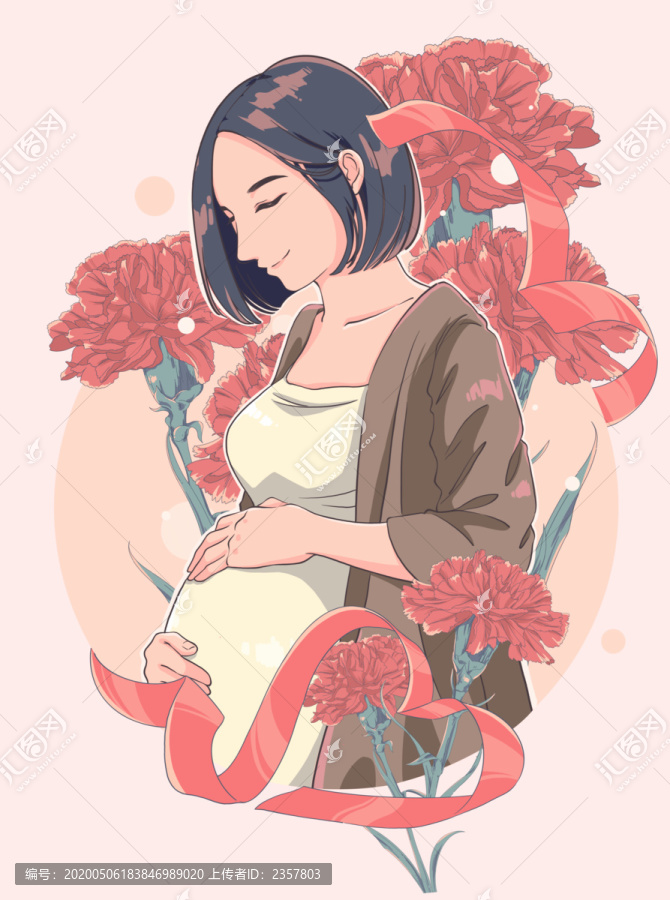 母親節(jié)孕婦插畫(huà)
