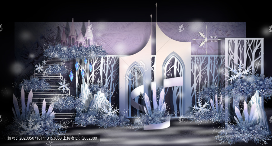 藍(lán)紫色冰雪婚禮效果圖