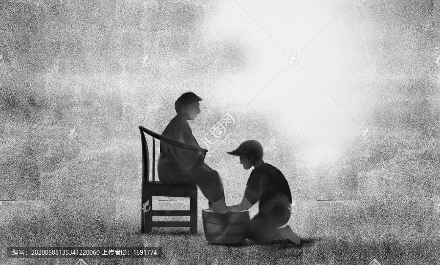 手繪母親節(jié)水墨畫(huà)