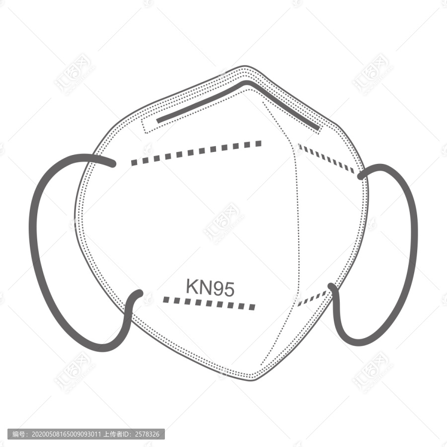 KN95口罩矢量線面立體圖正面