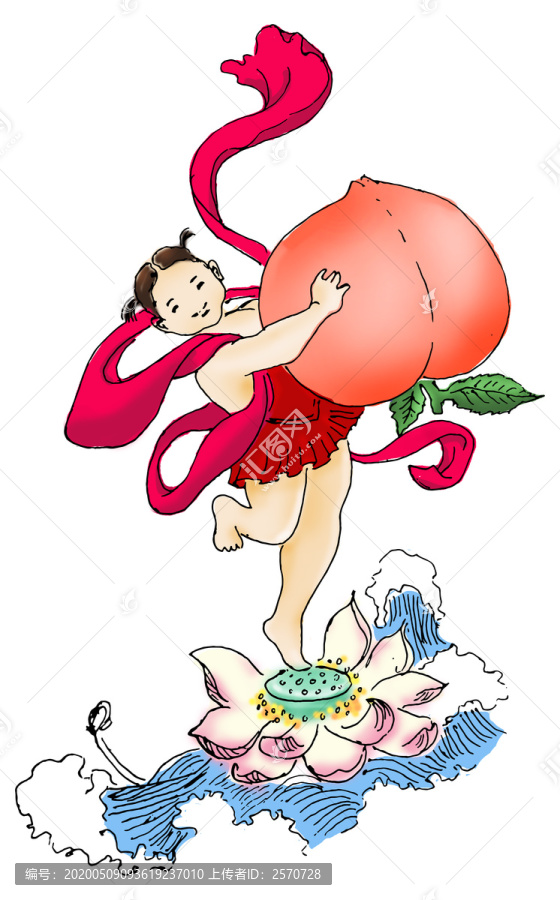 童子抱桃