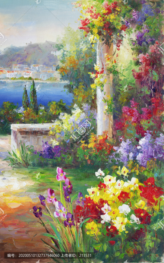 花園景地中海油畫