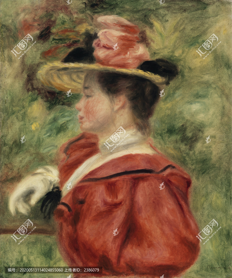 Renoir戴手套的女人